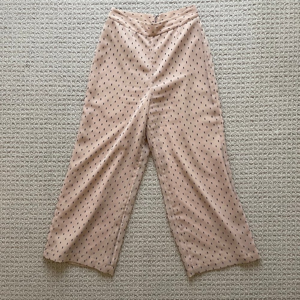 L'Academie Pink High Waist Cropped Wide Leg Pant, XS